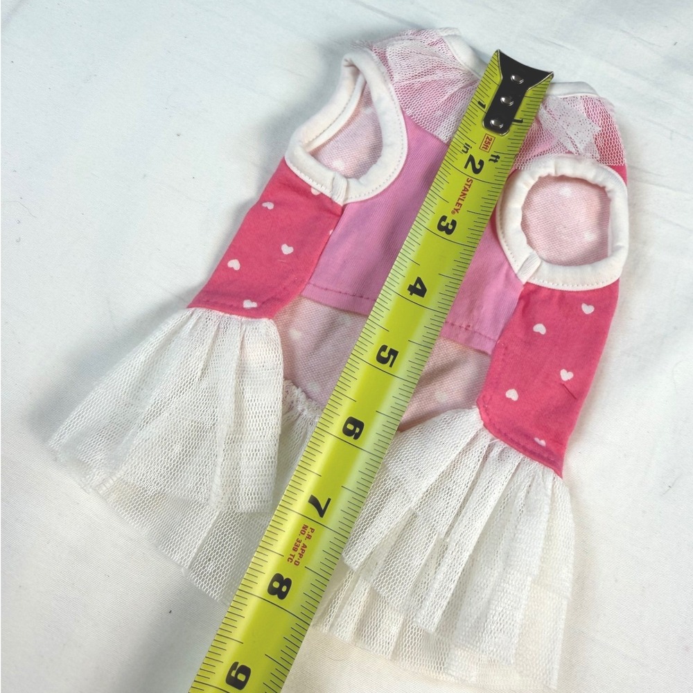 Boutique Pet Dress XS Pink White Heart Tutu Ruffle Sleeveless Dog Cat NWT - Picture 4 of 5